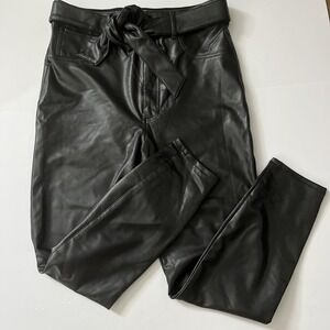 Abercrombie & Fitch‎ Black Faux-Leather High Rise Paperbag Pants Womens Size L